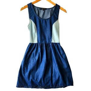 Sweet Rain Denim Color Block Open Back Dress Size Small